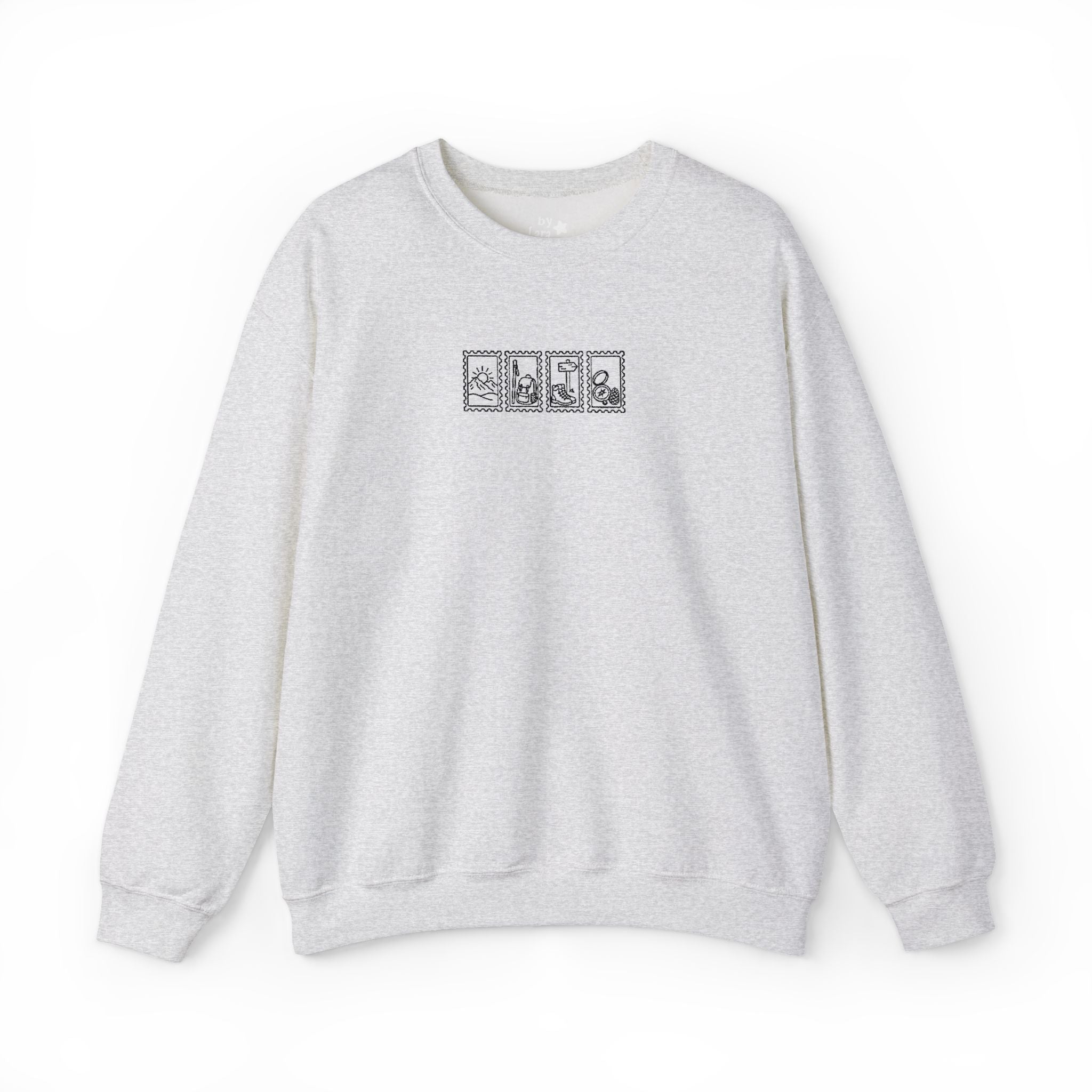 Hiking Vintage Stamp Embroidered Crewneck Sweatshirt