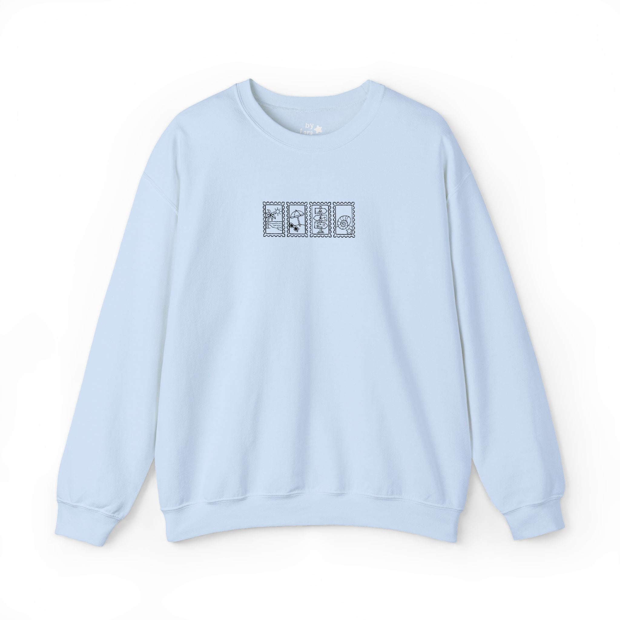 Beach Vintage Stamp Embroidered Crewneck Sweatshirt