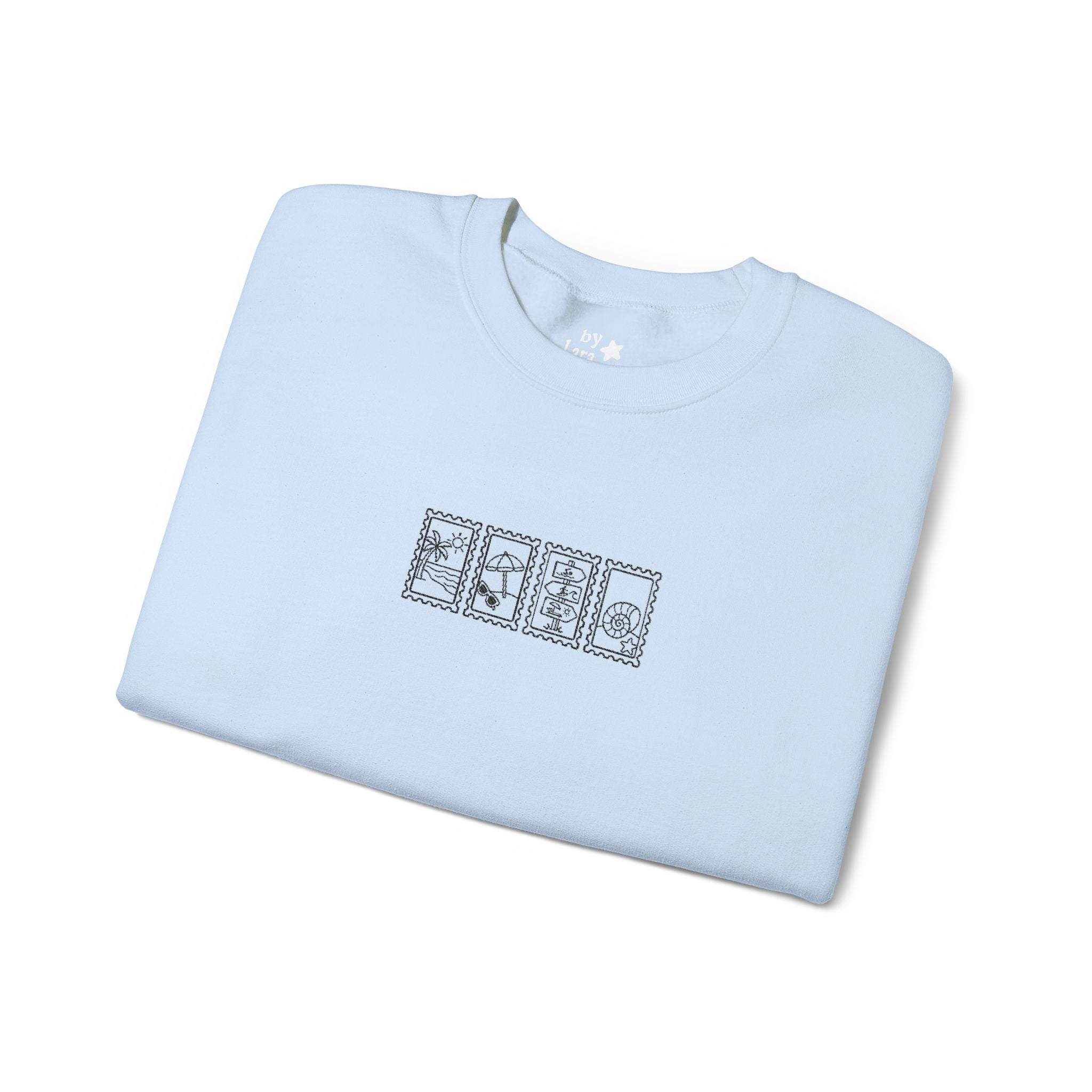 Beach Vintage Stamp Embroidered Crewneck Sweatshirt