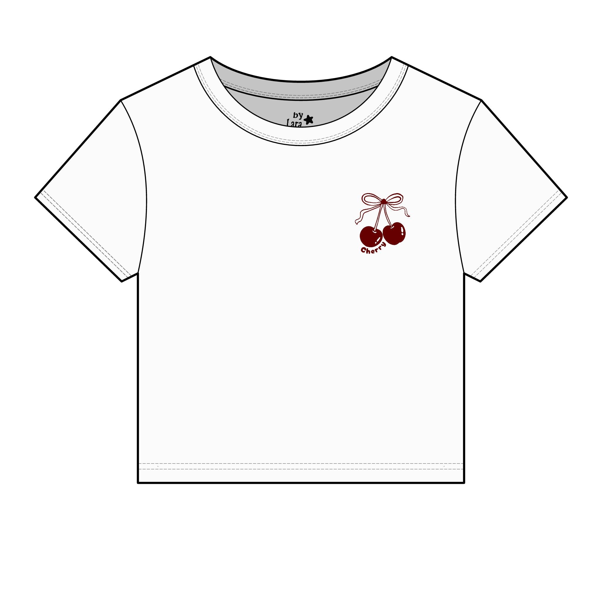 Embroidered Cherry Micro Rib Baby Tee