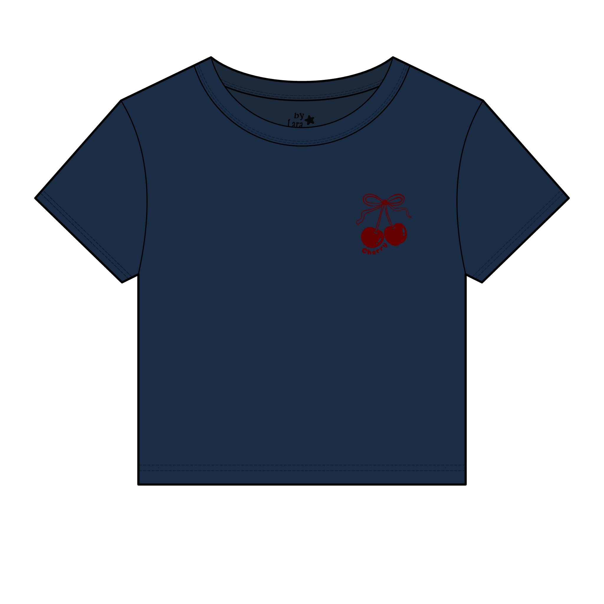 Embroidered Cherry Micro Rib Baby Tee