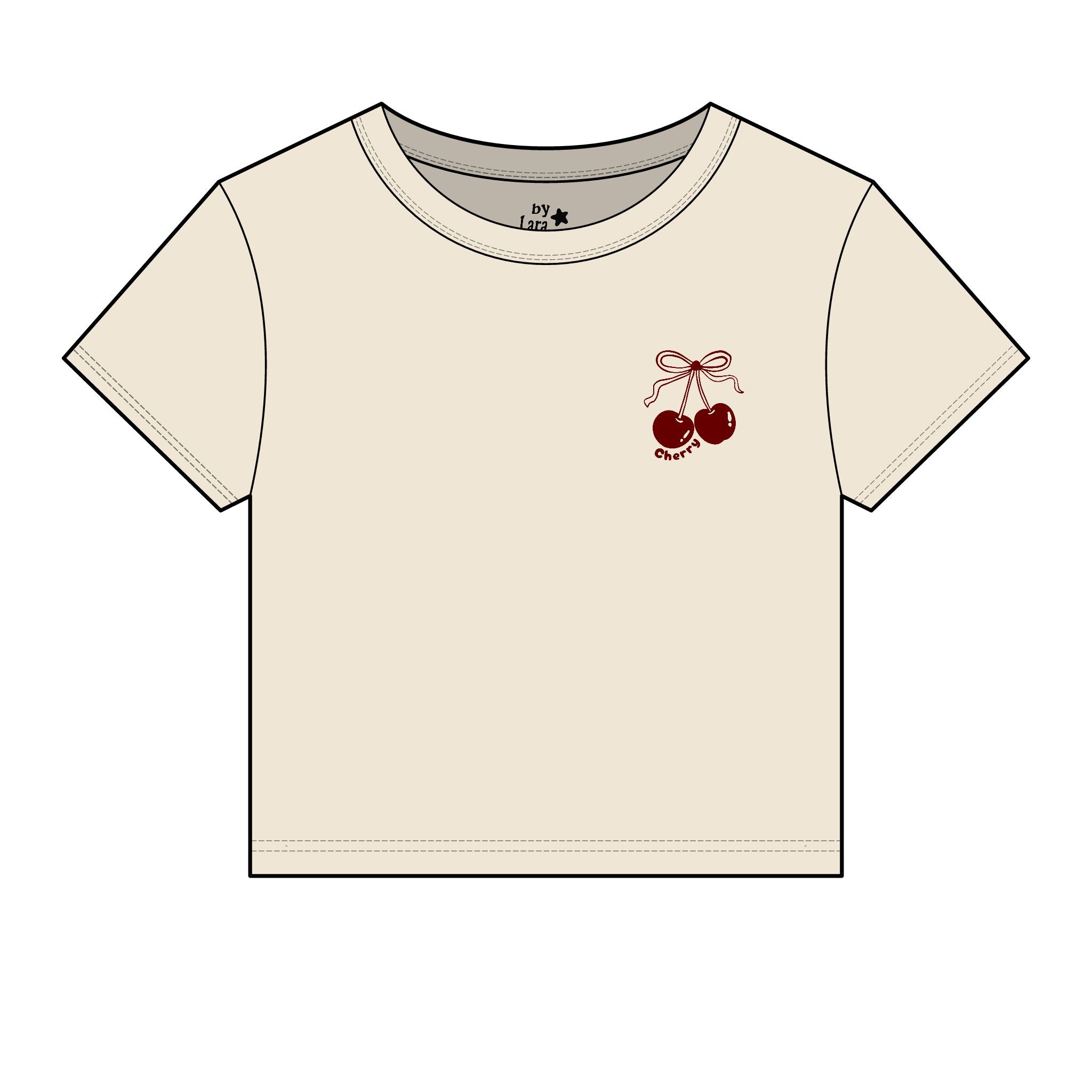 Embroidered Cherry Micro Rib Baby Tee