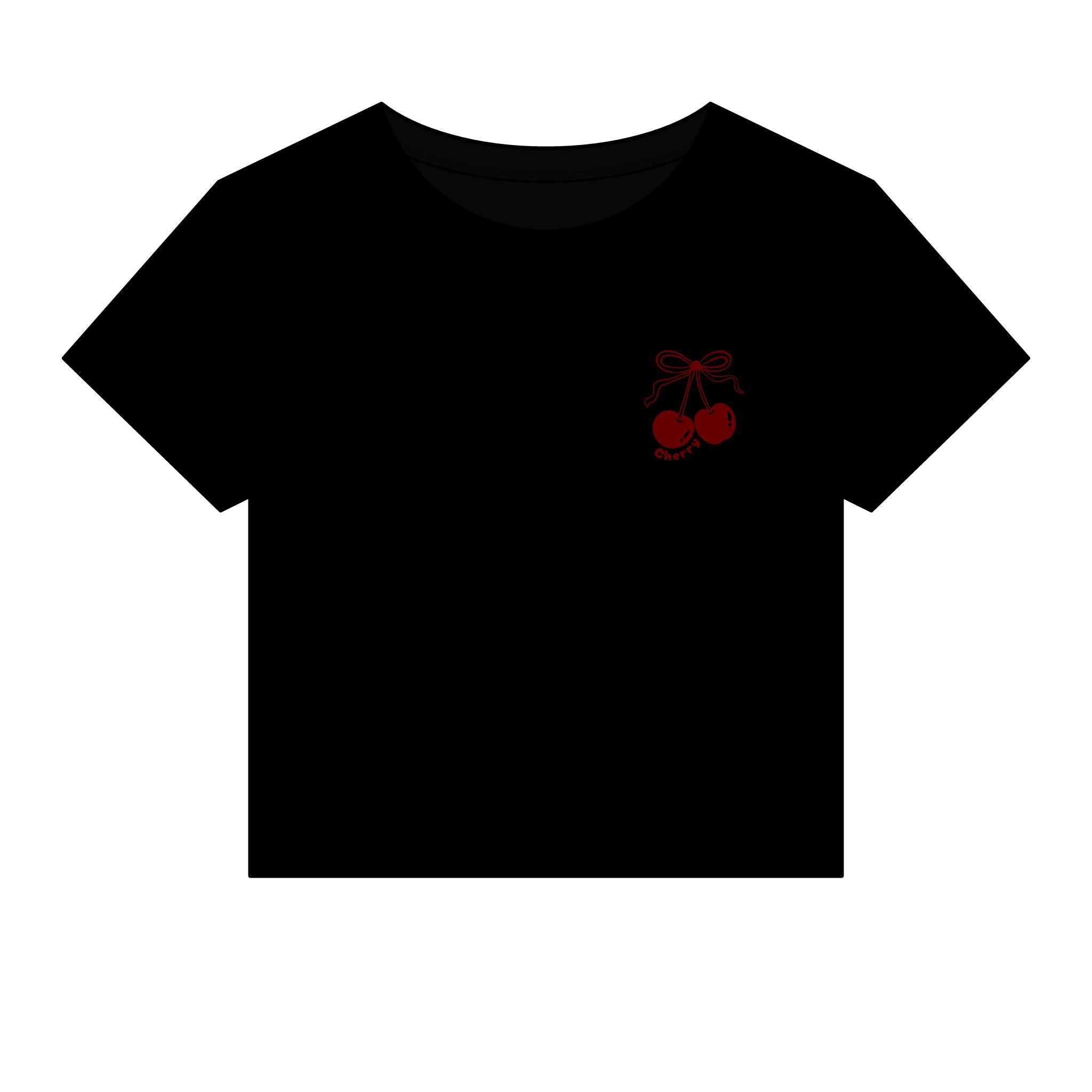 Embroidered Cherry Micro Rib Baby Tee