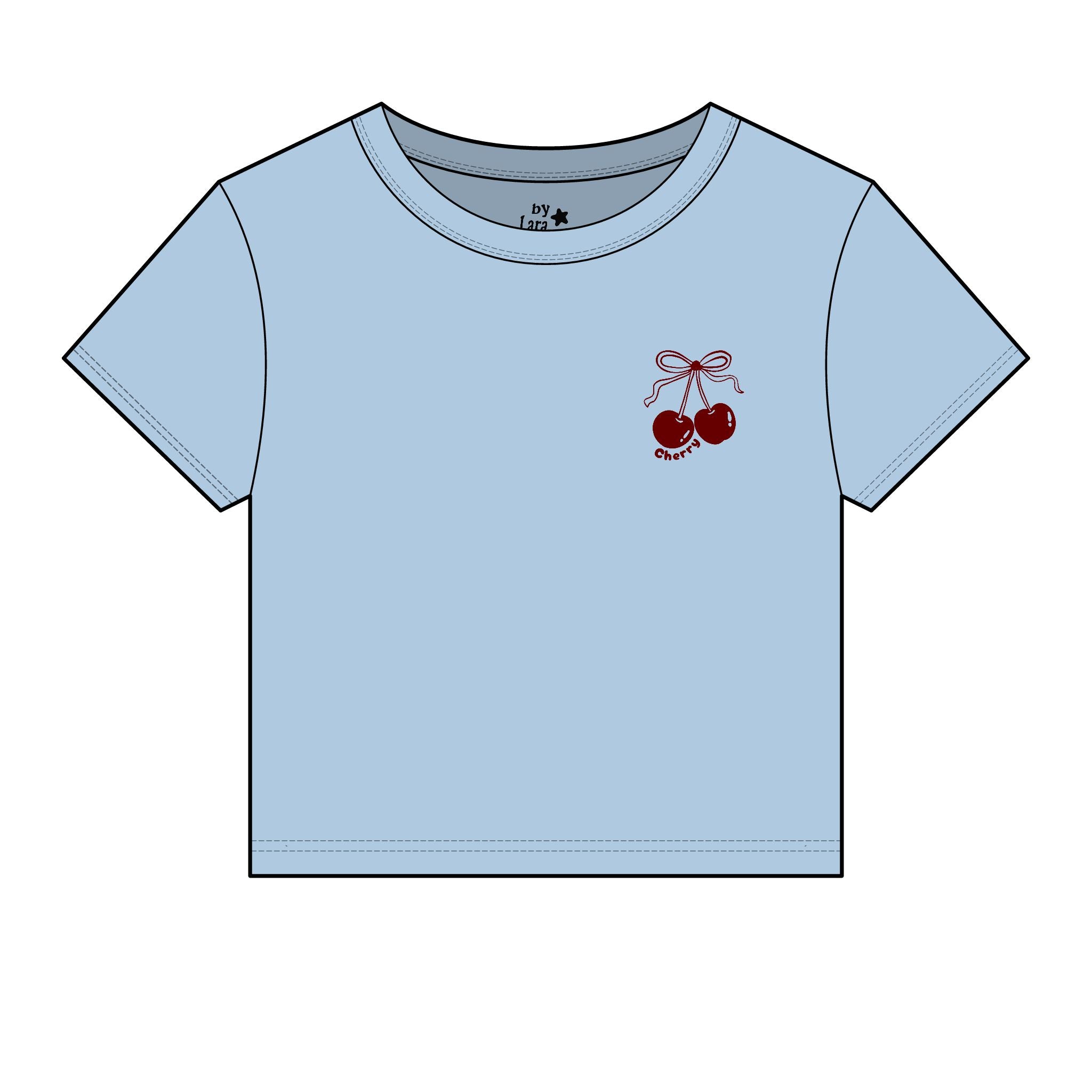 Embroidered Cherry Micro Rib Baby Tee