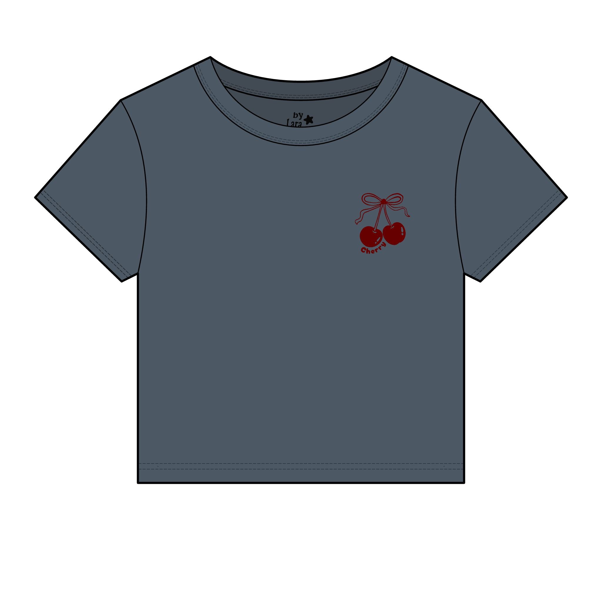 Embroidered Cherry Micro Rib Baby Tee