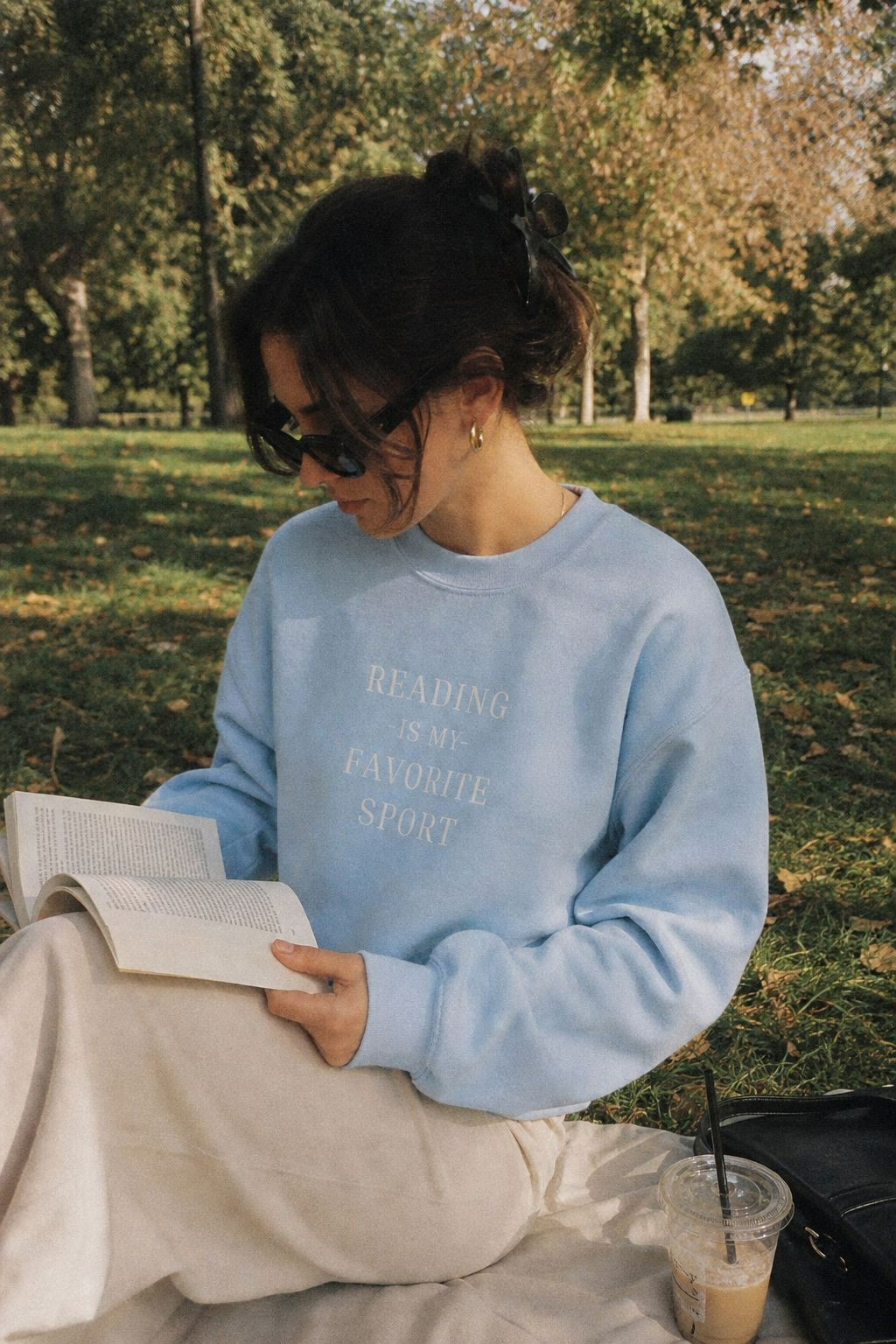 Reading Is My Favorite Sport Printed Crewneck Sweatshirt