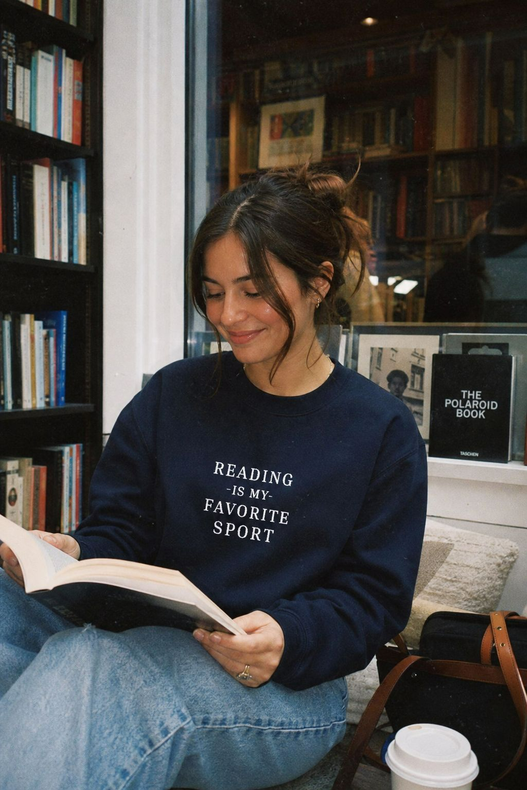 Reading is My Favorite Sport Embroidered Crewneck Sweatshirt