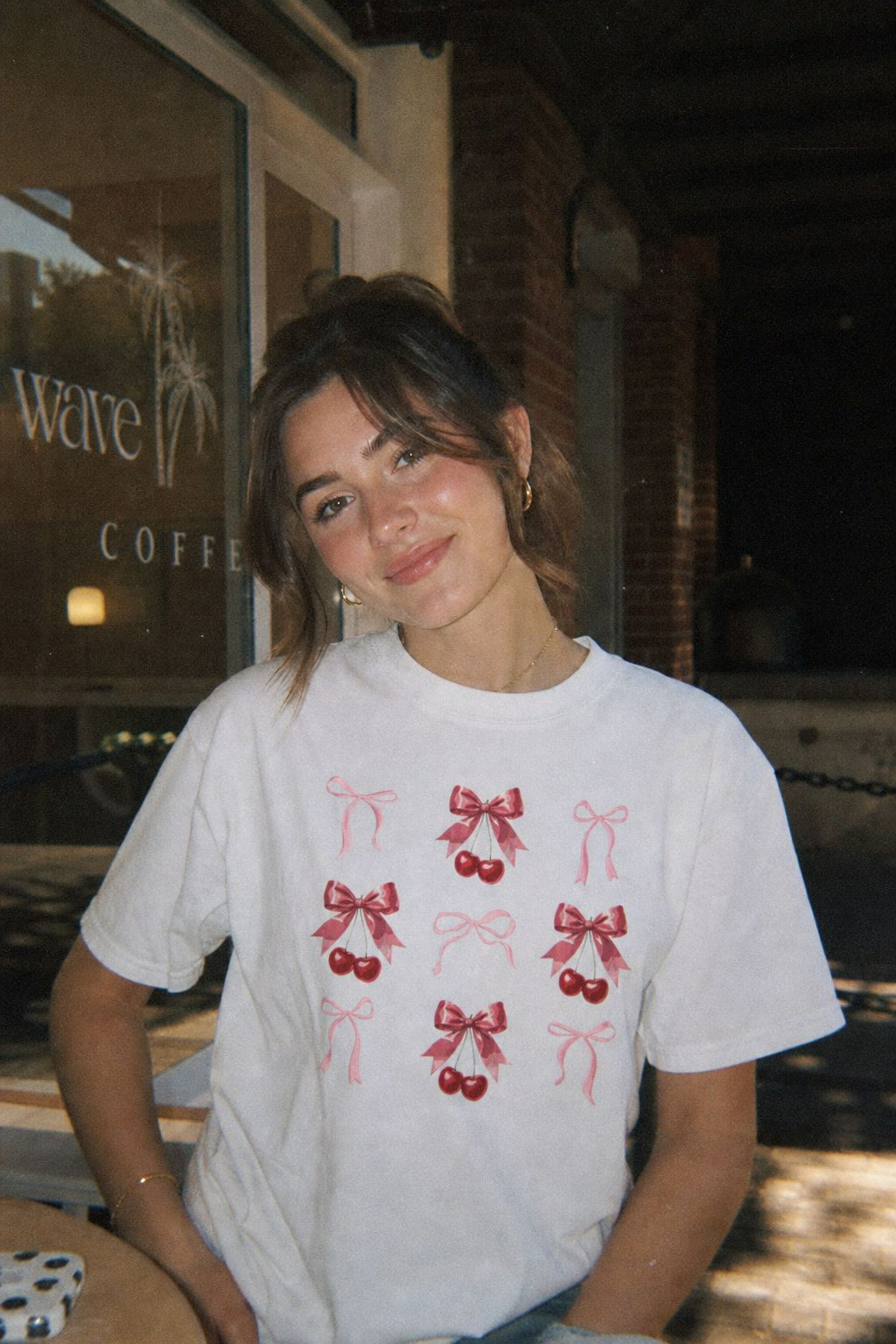 Coquette Cherry & Pink Bow Summer Tee