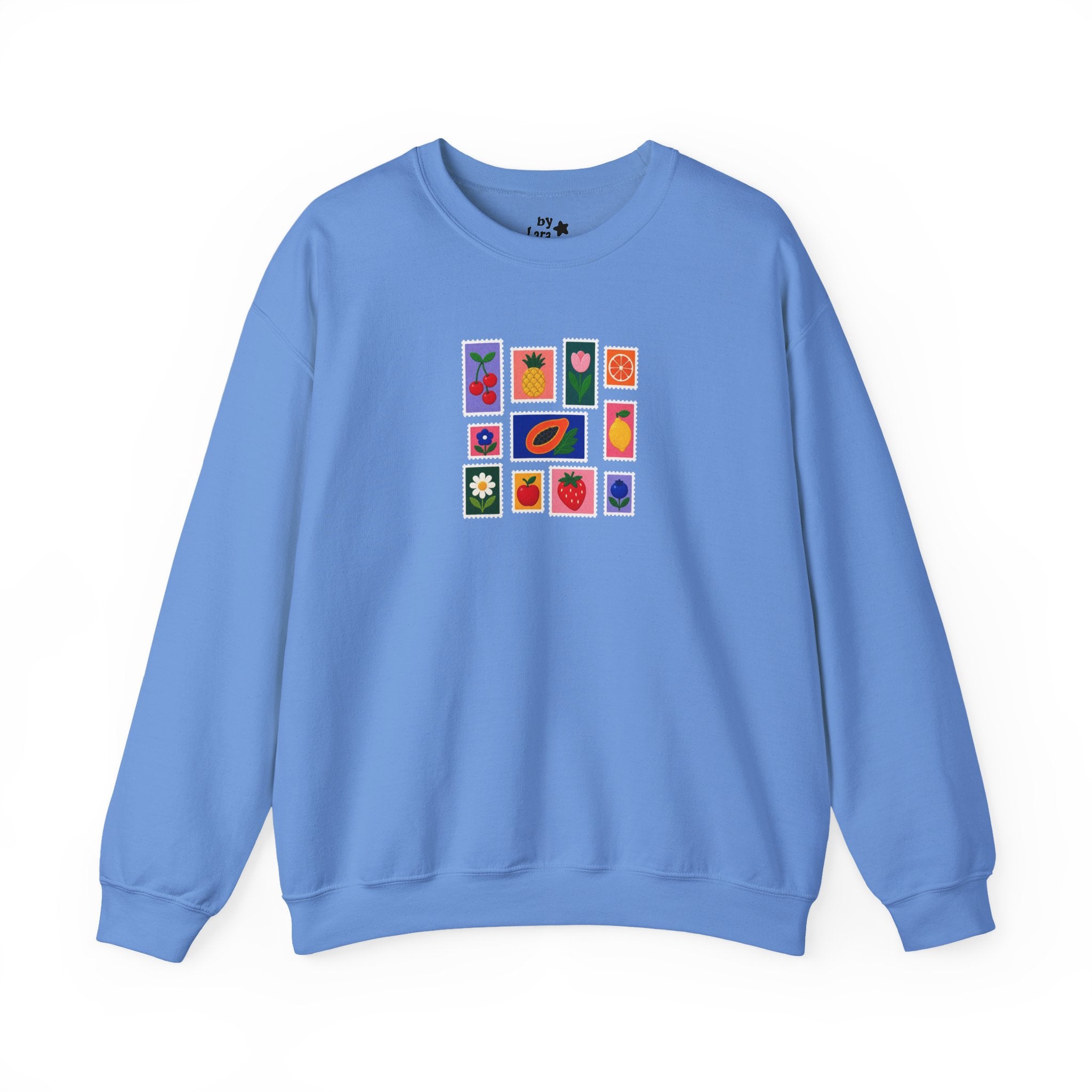 Summer Flower & Fruit Stamp Printed Crewneck Sweatshirt