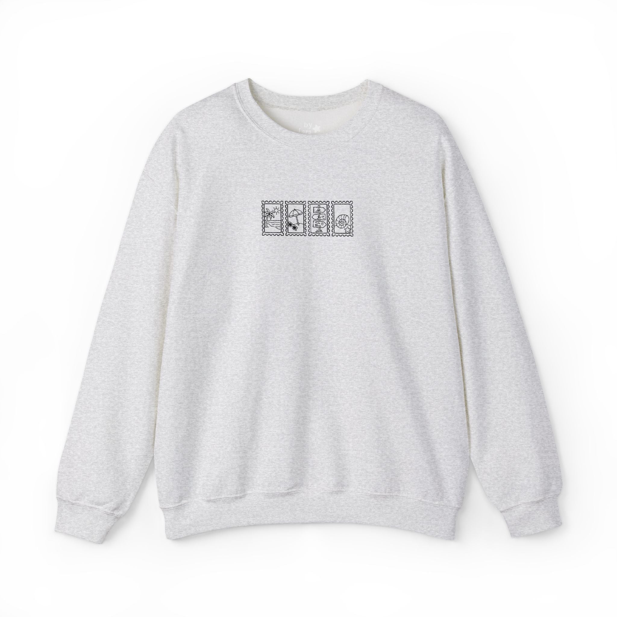 Beach Vintage Stamp Embroidered Crewneck Sweatshirt