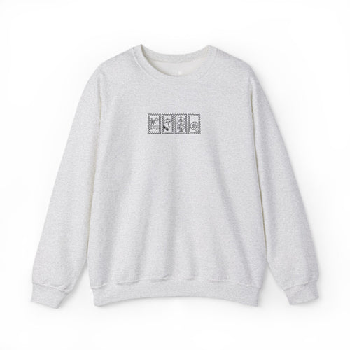Beach Vintage Stamp Embroidered Crewneck Sweatshirt