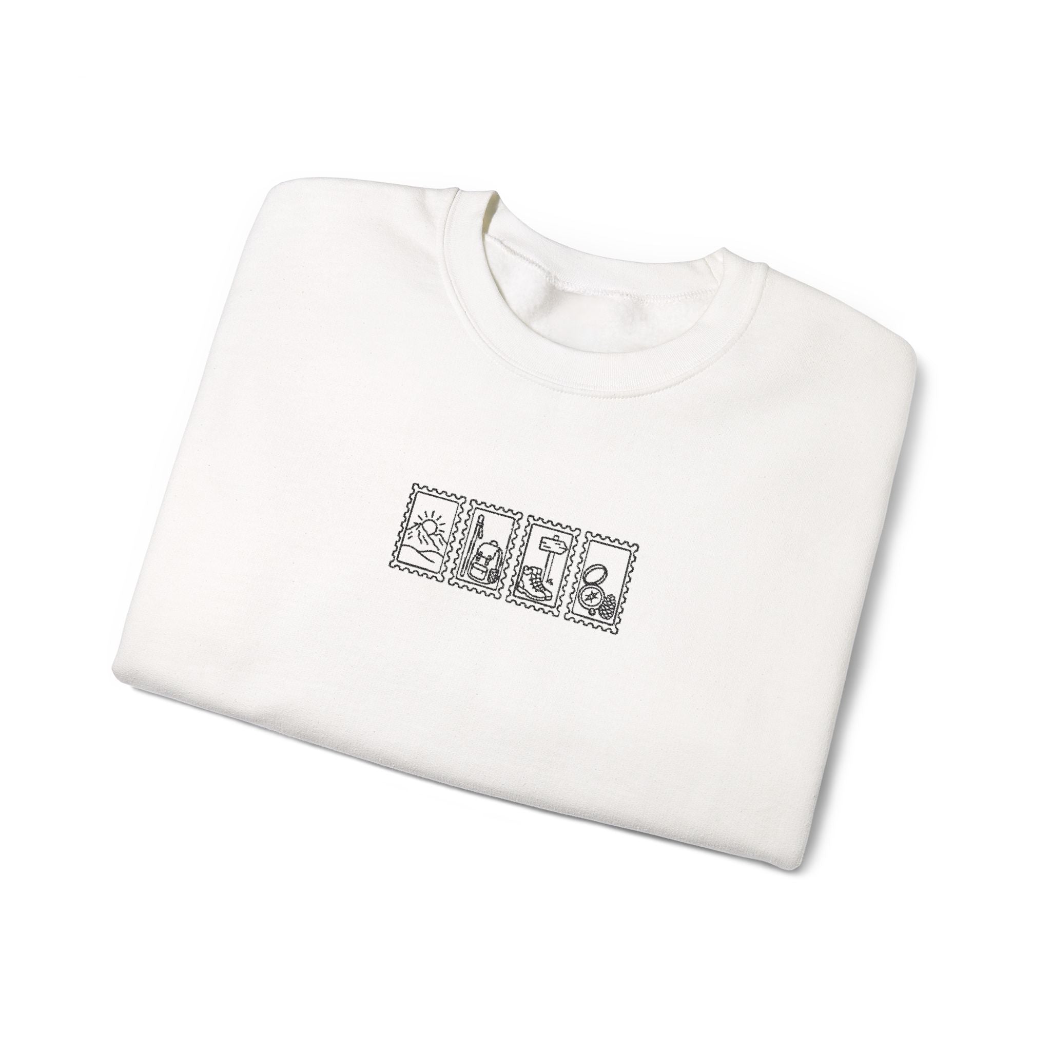 Hiking Vintage Stamp Embroidered Crewneck Sweatshirt