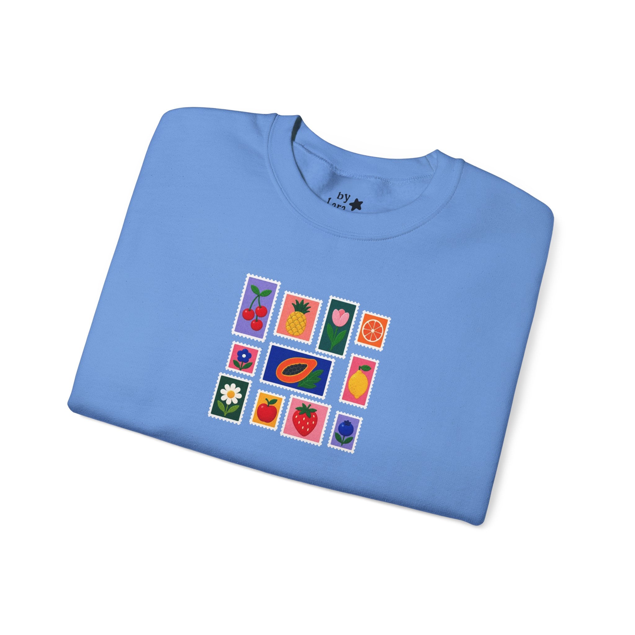 Summer Flower & Fruit Stamp Printed Crewneck Sweatshirt