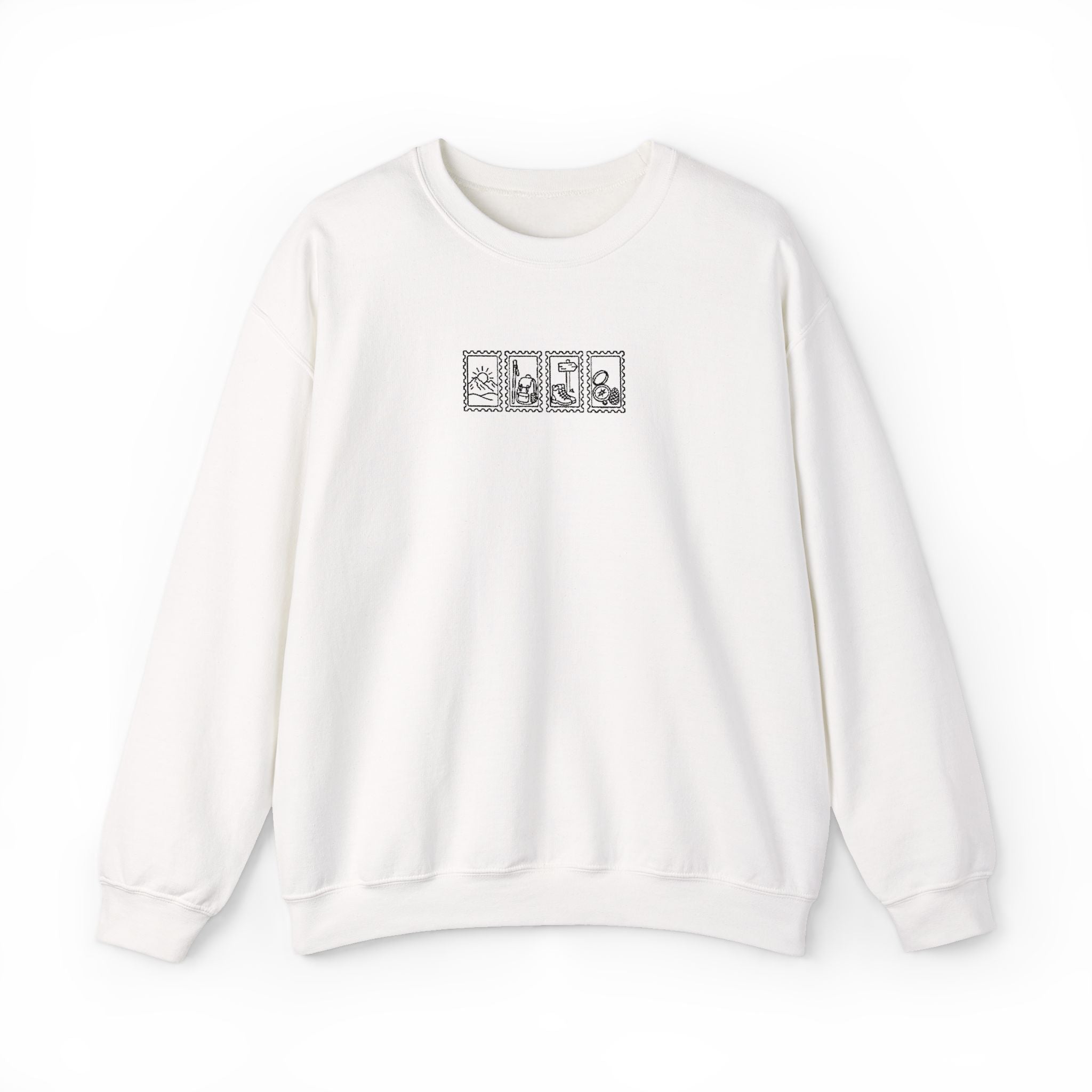 Hiking Vintage Stamp Embroidered Crewneck Sweatshirt