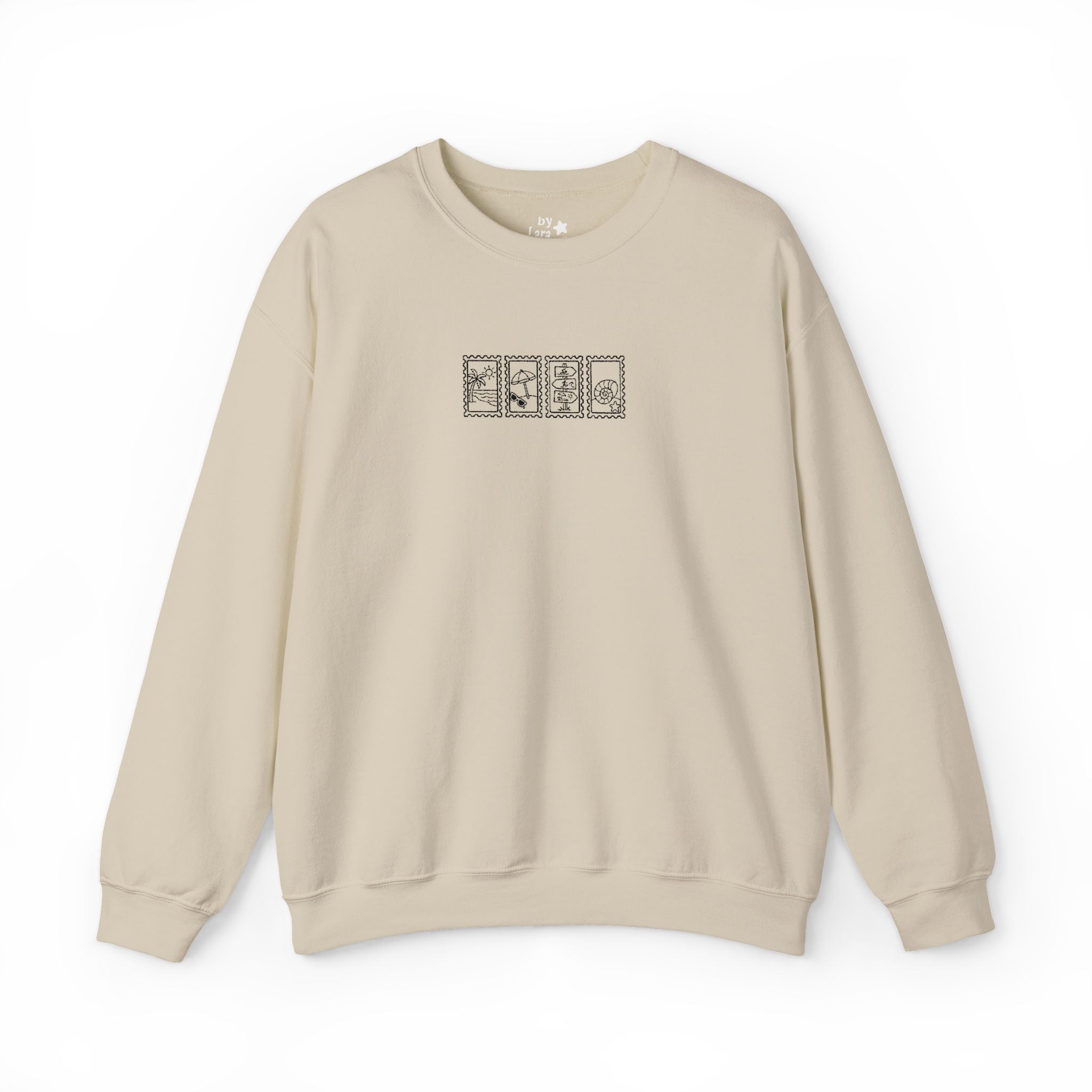 Beach Vintage Stamp Embroidered Crewneck Sweatshirt