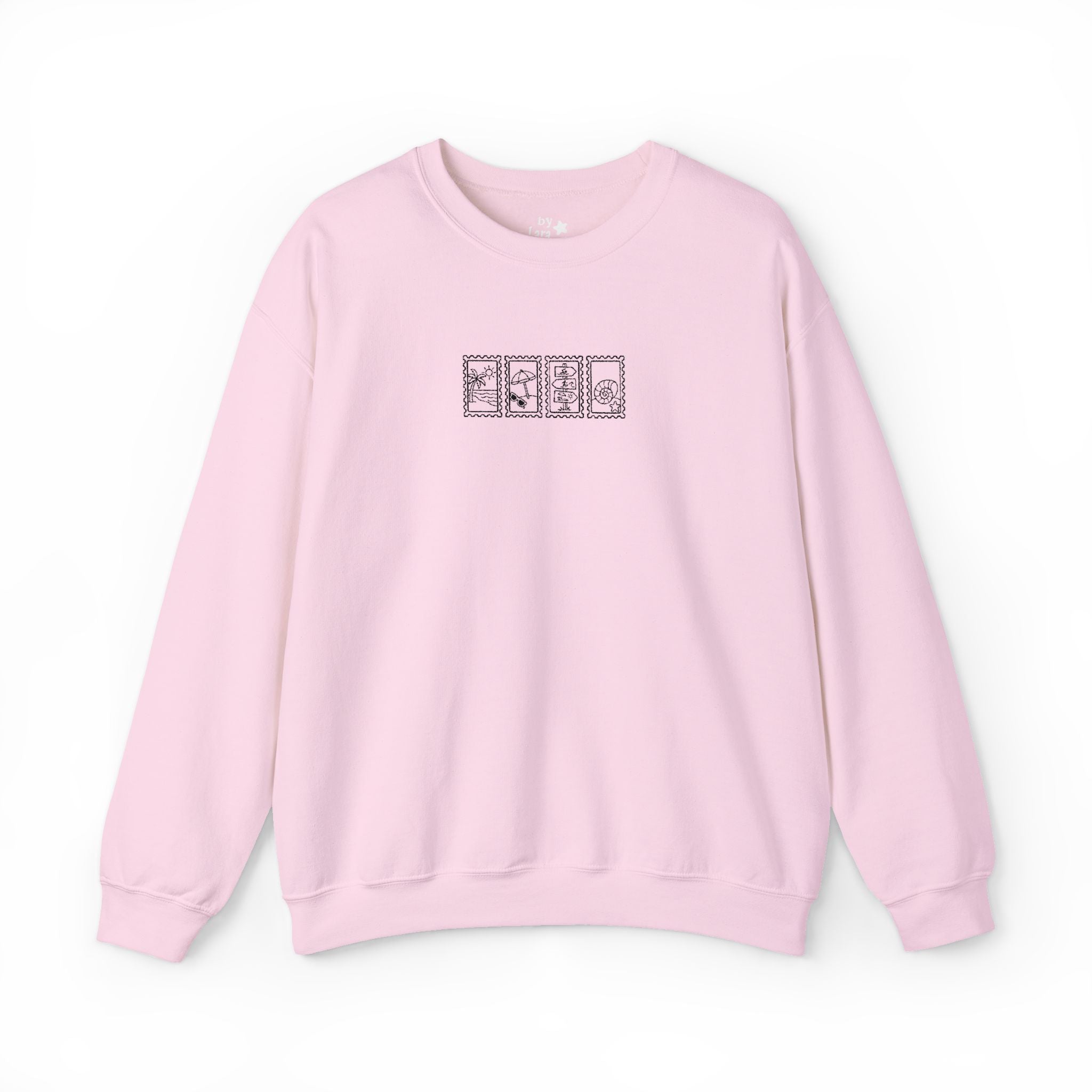 Beach Vintage Stamp Embroidered Crewneck Sweatshirt
