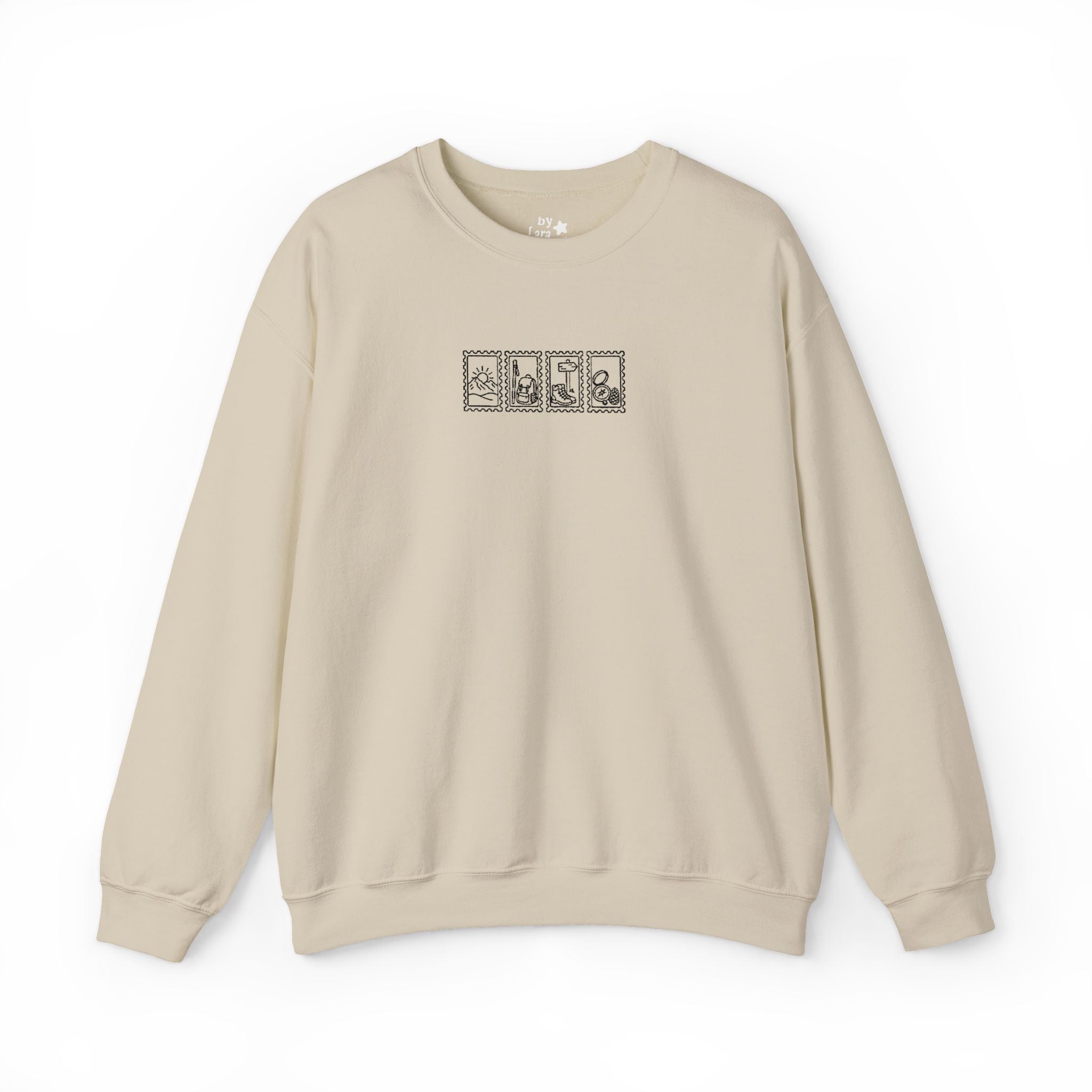 Hiking Vintage Stamp Embroidered Crewneck Sweatshirt