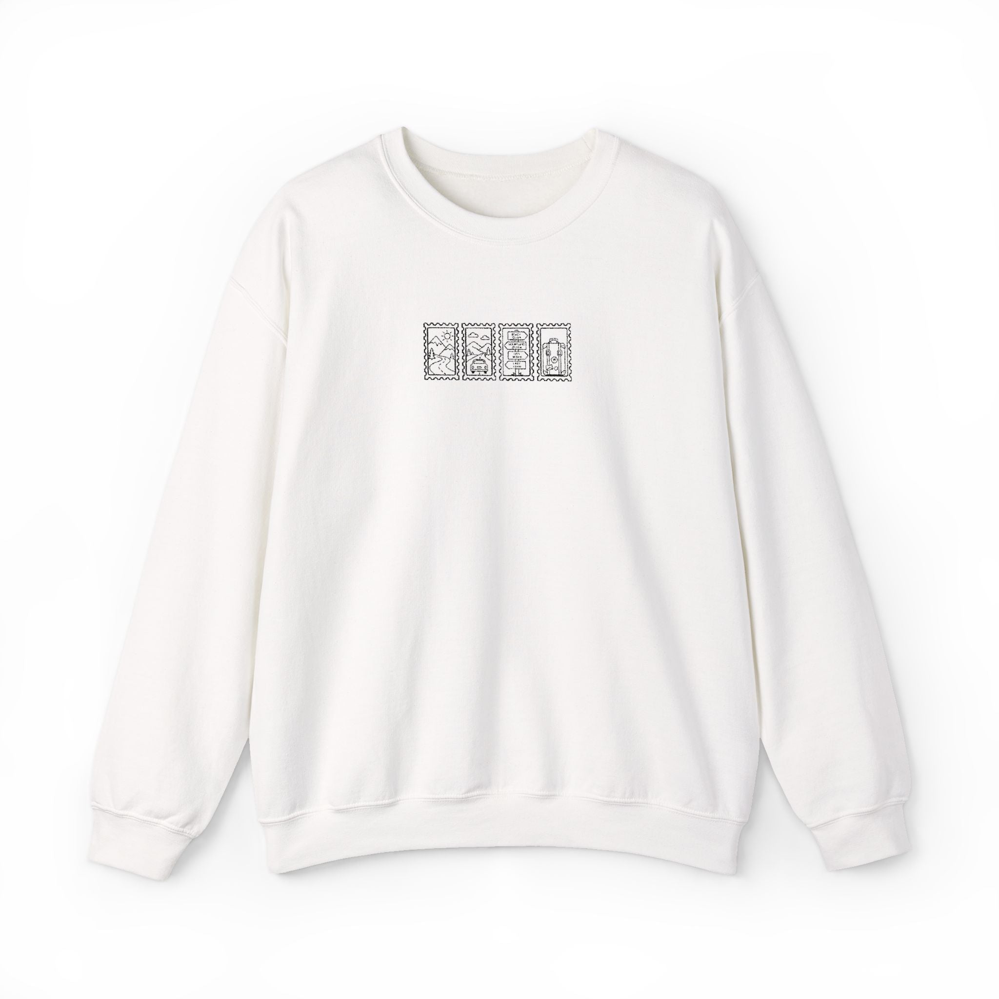 Travel Vintage Stamp Embroidered Crewneck Sweatshirt